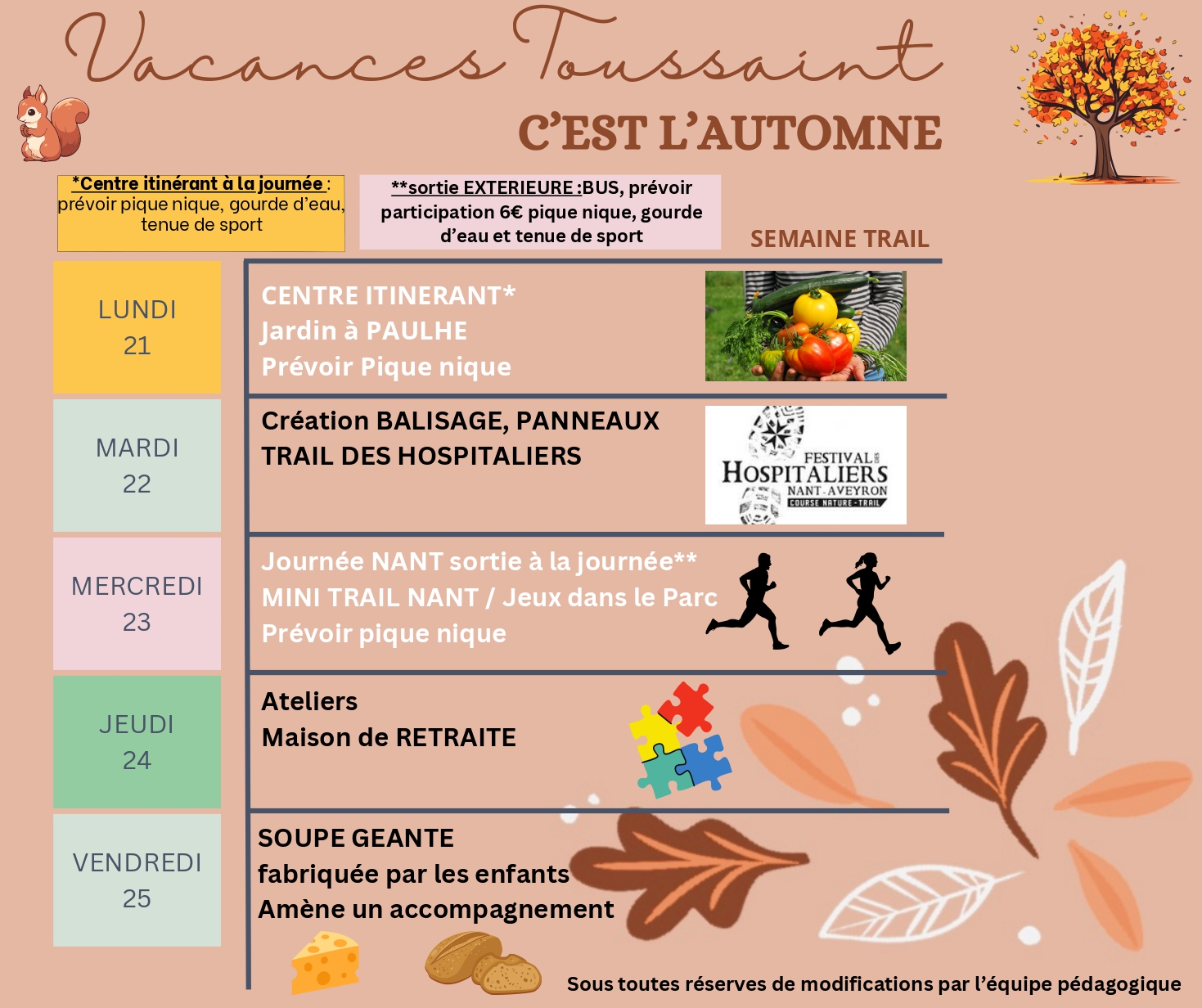 Lire la suite à propos de l’article Centre de loisirs 1, 2, 3 Soleil : programme des vacances de Toussaint