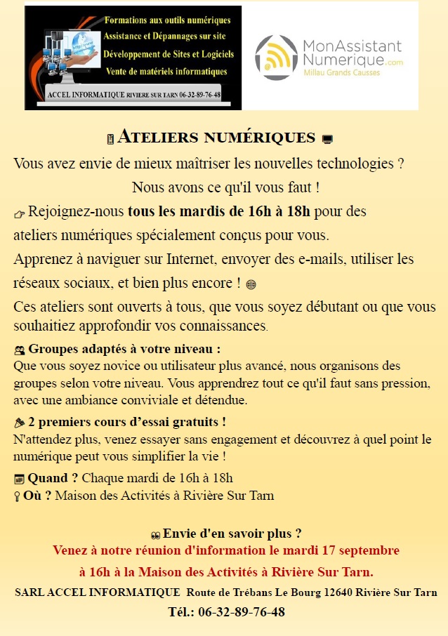 Lire la suite à propos de l’article Ateliers numériques à Rivière-sur-Tarn