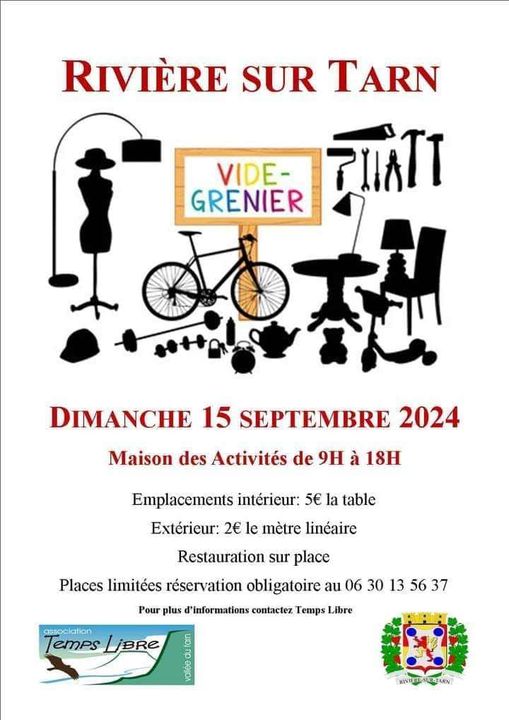 Lire la suite à propos de l’article Vide-Grenier de l’association Temps Libre le 15/09 à Rivière