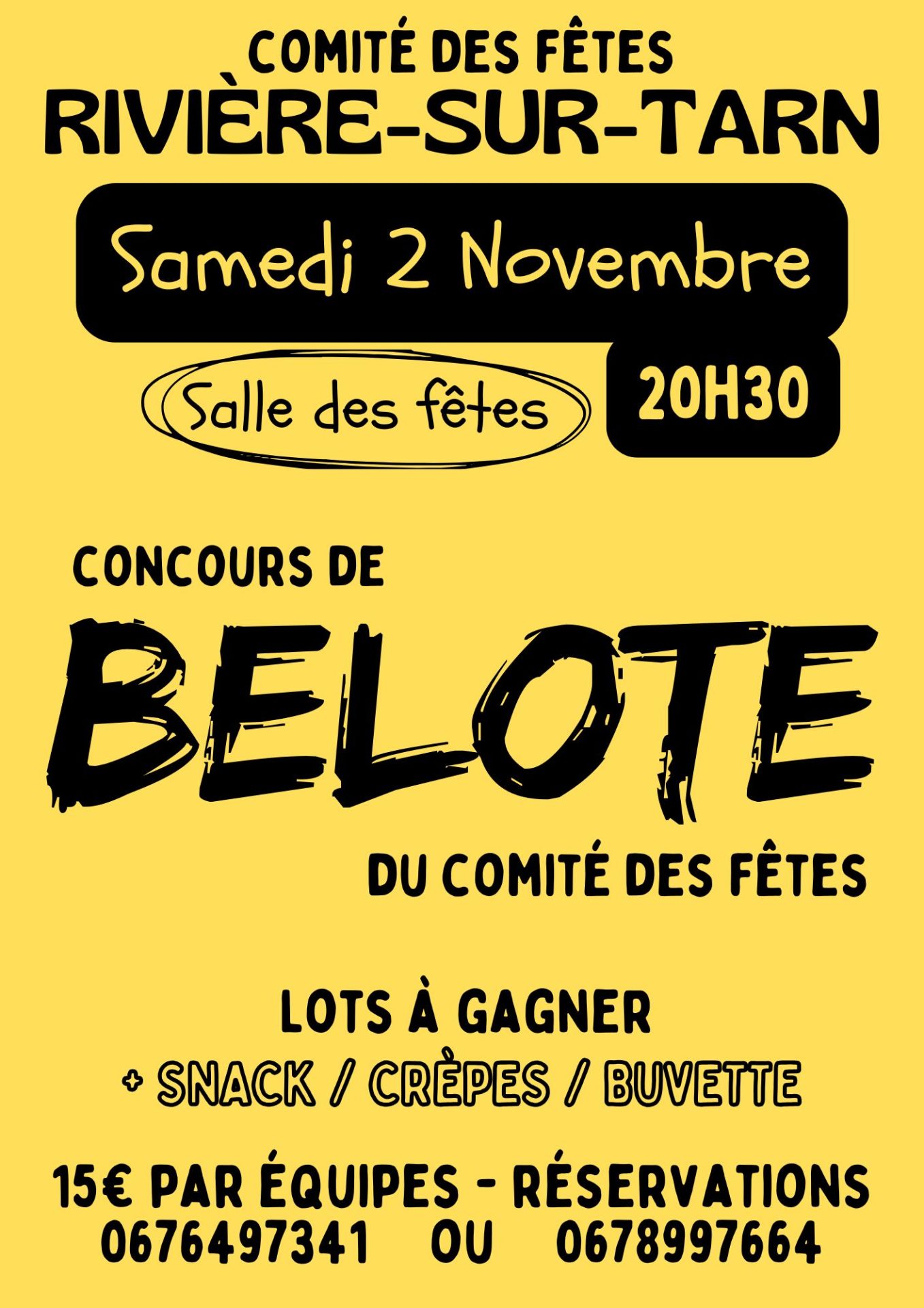 Lire la suite à propos de l’article Samedi 2 Novembre Concours de Belote